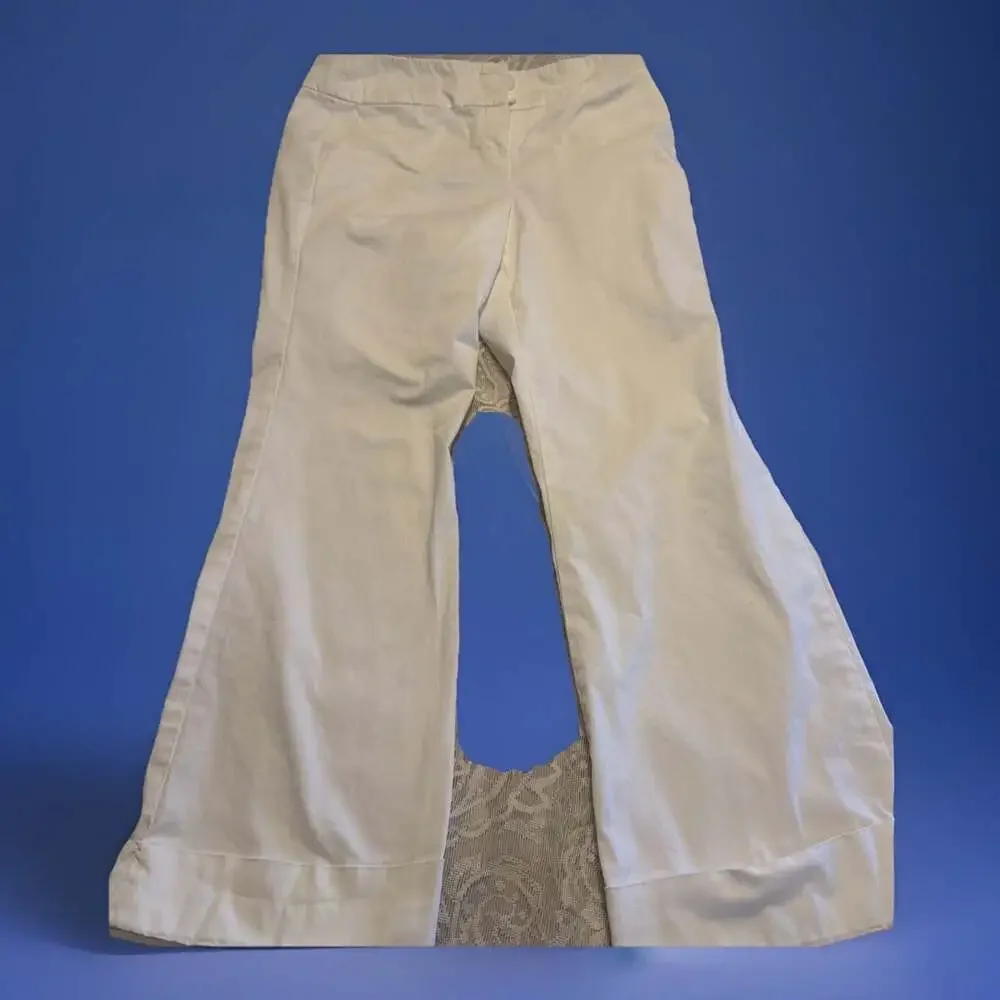 Sandro 10P White Stretch Twill Cropped  Cuffed WideLeg34/27Coastal Cottage Core